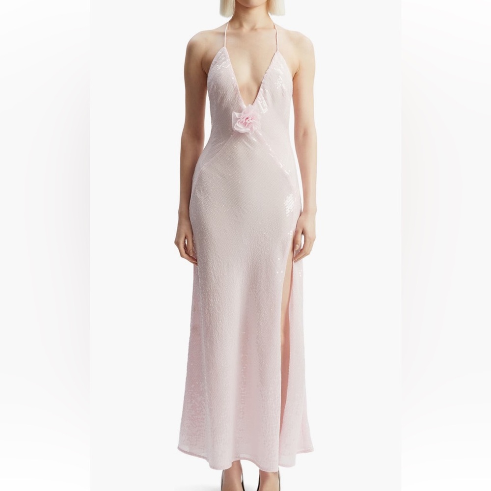 NWT BARDOT ARADIA SEQUIN HALTER SLIP DRESS